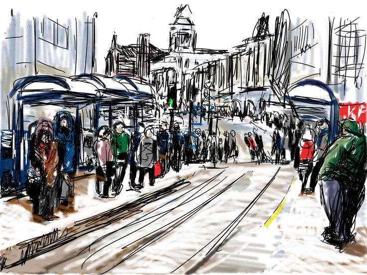 People at the Ponds Forge Tram Stop