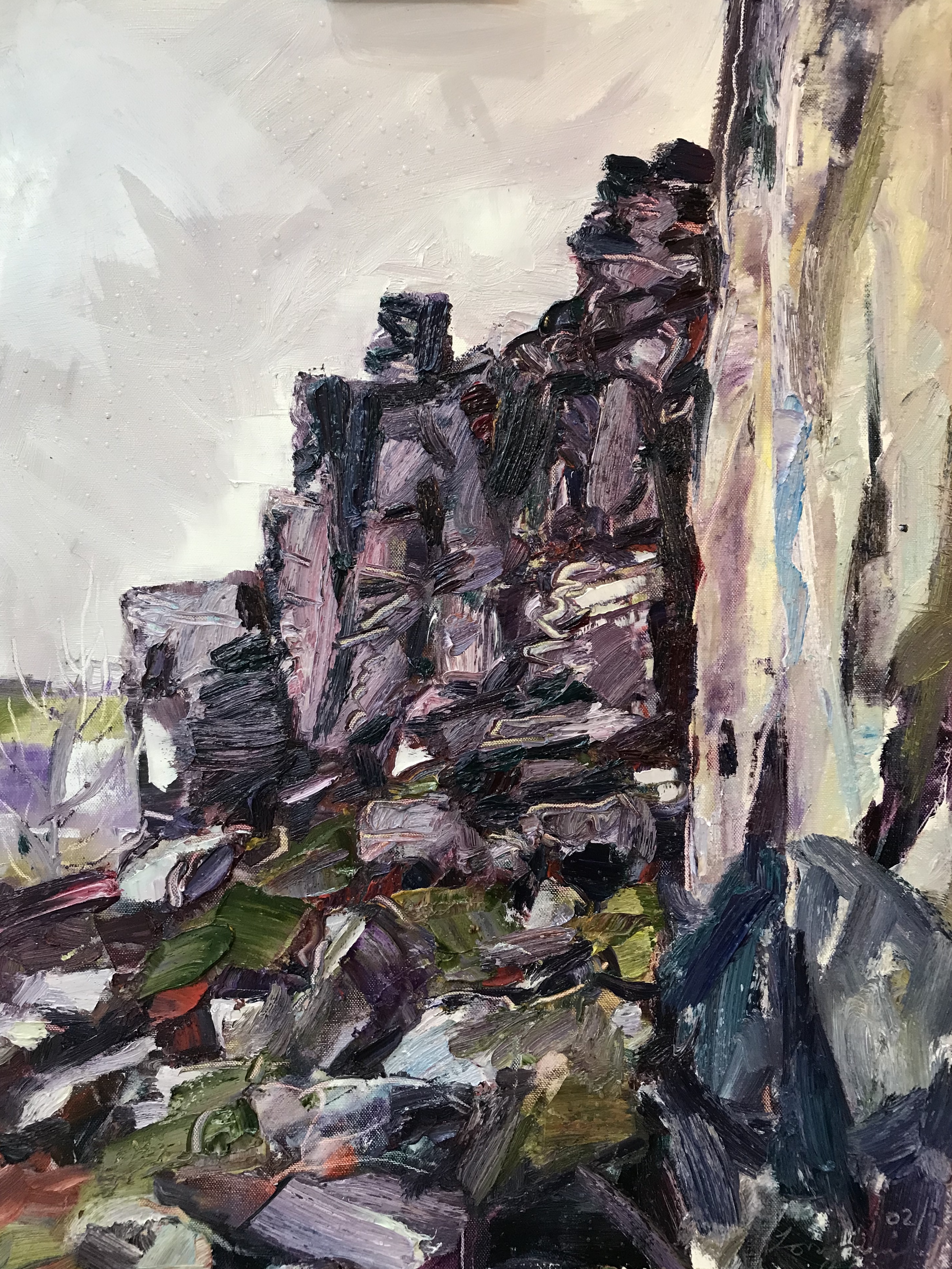 curbar edge gritstone in the rain