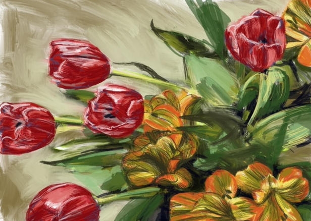 tulips and alstroemerias